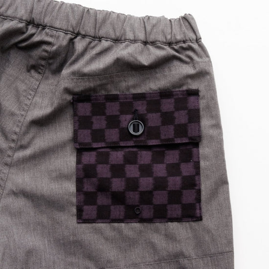 BOARD SHORTS 久留米絣 - BLACK / PURPLE
