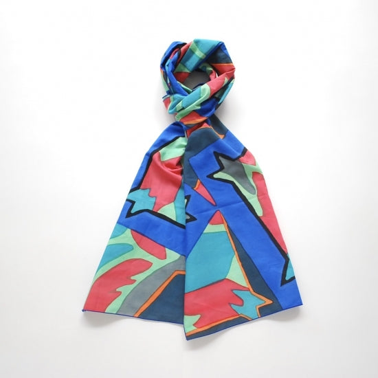 SCARF / YUKA BATIK / HAND DYE CAMO - BLUE CAMO