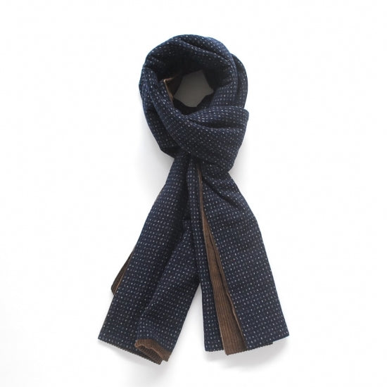 WINDY LADY STOLE / CORDUROY,久留米織 - BLACK / NAVY