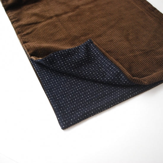 WINDY LADY STOLE / CORDUROY,久留米織 - BLACK / NAVY