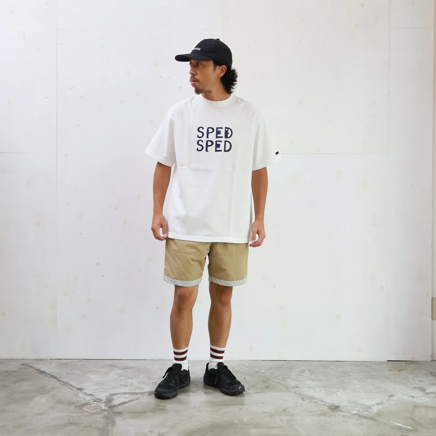 BOARD SHORTS 3LINE BEIGE×GRAY