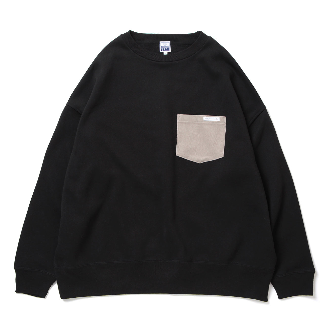 LOOSE SWEAT CREW W/PKT - BLACK × GRAY