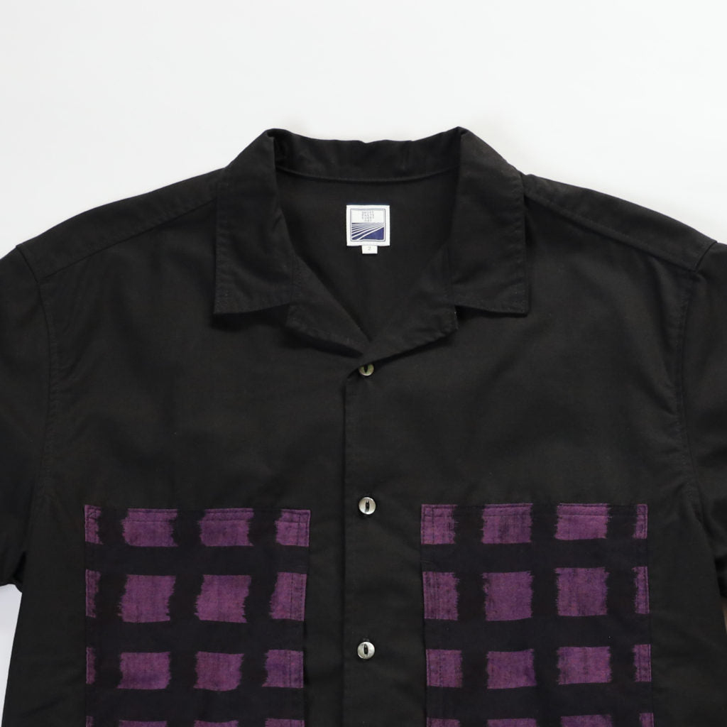 S/S 久留米絣 HANDS FREE SHIRTS BLACK×PURPLE