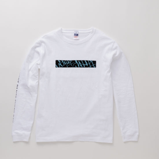 L/S T-Shirts BOX WAVES - WHITE × BLUE