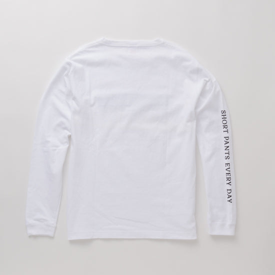 L/S T-Shirts BOX WAVES - WHITE × BLUE