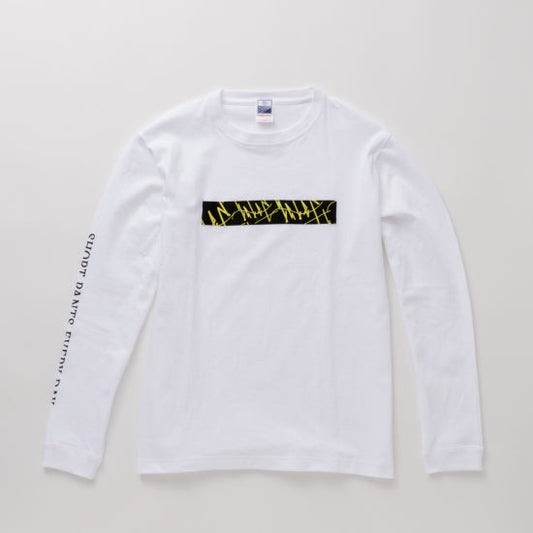 L/S T-Shirts BOX WAVES - WHITE × YELLOW