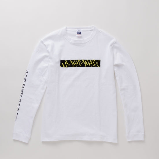 L/S T-Shirts BOX WAVES - WHITE × YELLOW