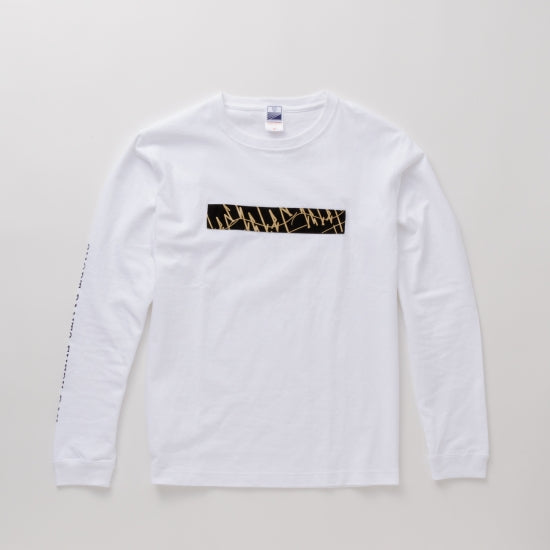 L/S T-Shirts BOX WAVES - WHITE × BEIGE