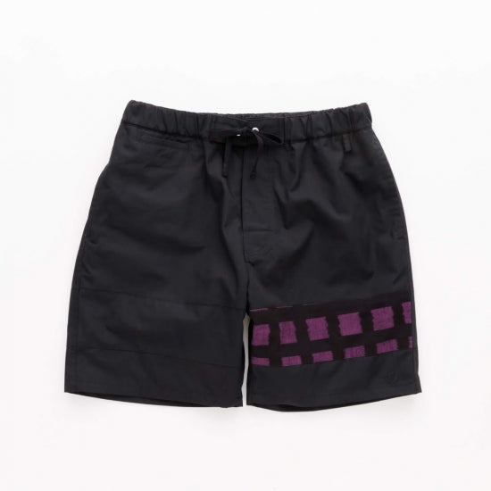 BOARD SHORTS 久留米絣 - BLACK / PURPLE