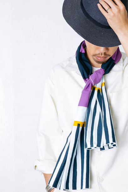 SCARF / YUKA BATIK / HAND DYE STRIPE - GREEN STRIPE