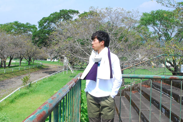 WINDY LADY STOLE / FLANNEL,久留米織 - OFF / PURPLE