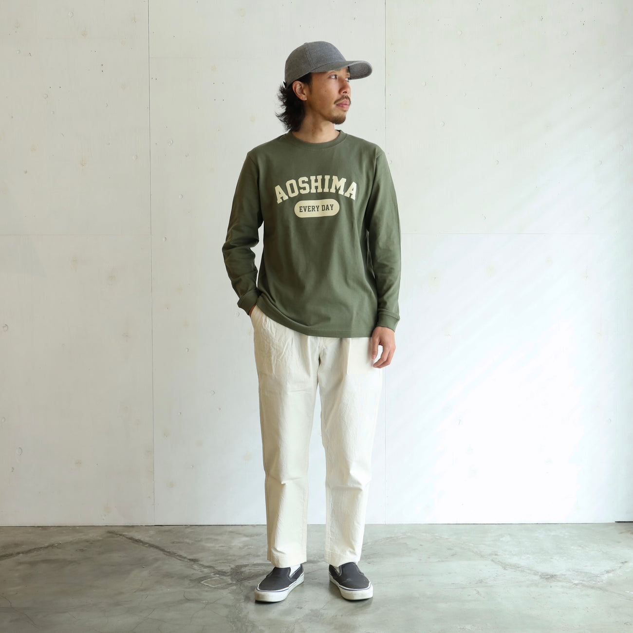 AOSHIMA EVERY DAY L/S T-SHIRTS - LT OLIVE