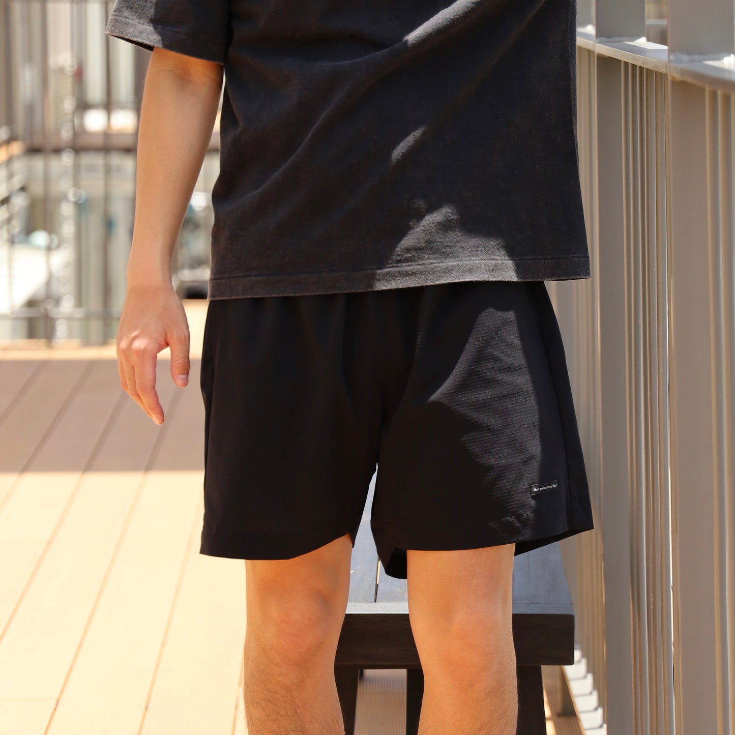 STRECH COOL AIR BASIC SHORTS - BLACK