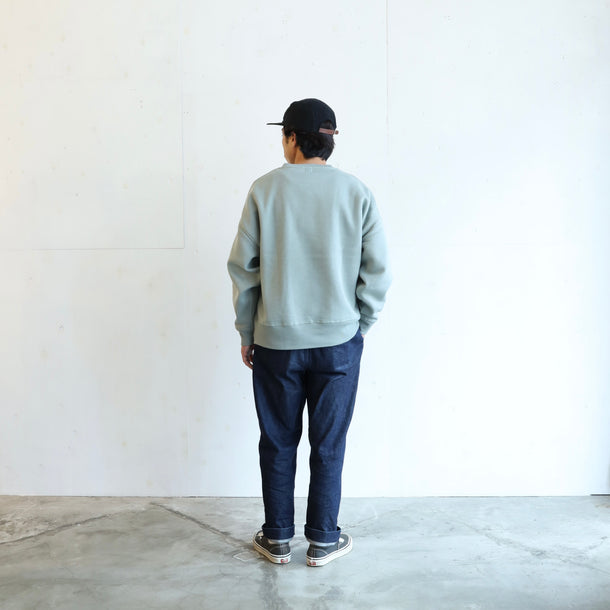 LOOSE SWEAT CREW W/PKT - GREEN × GRAY