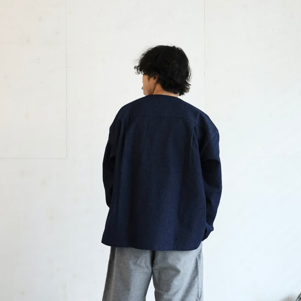 LOOSE CARDIGAN L/S W/PKT (10oz DENIM) - INDIGO | Short pants every day