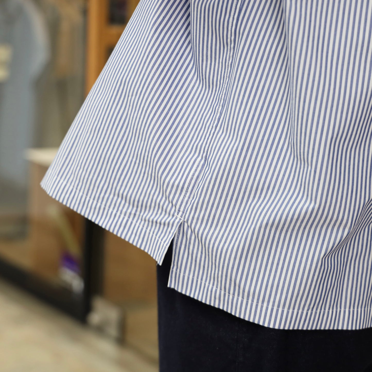 LOOSE SHIRTS L/S (COOL MAX) - BLUE STRIPE