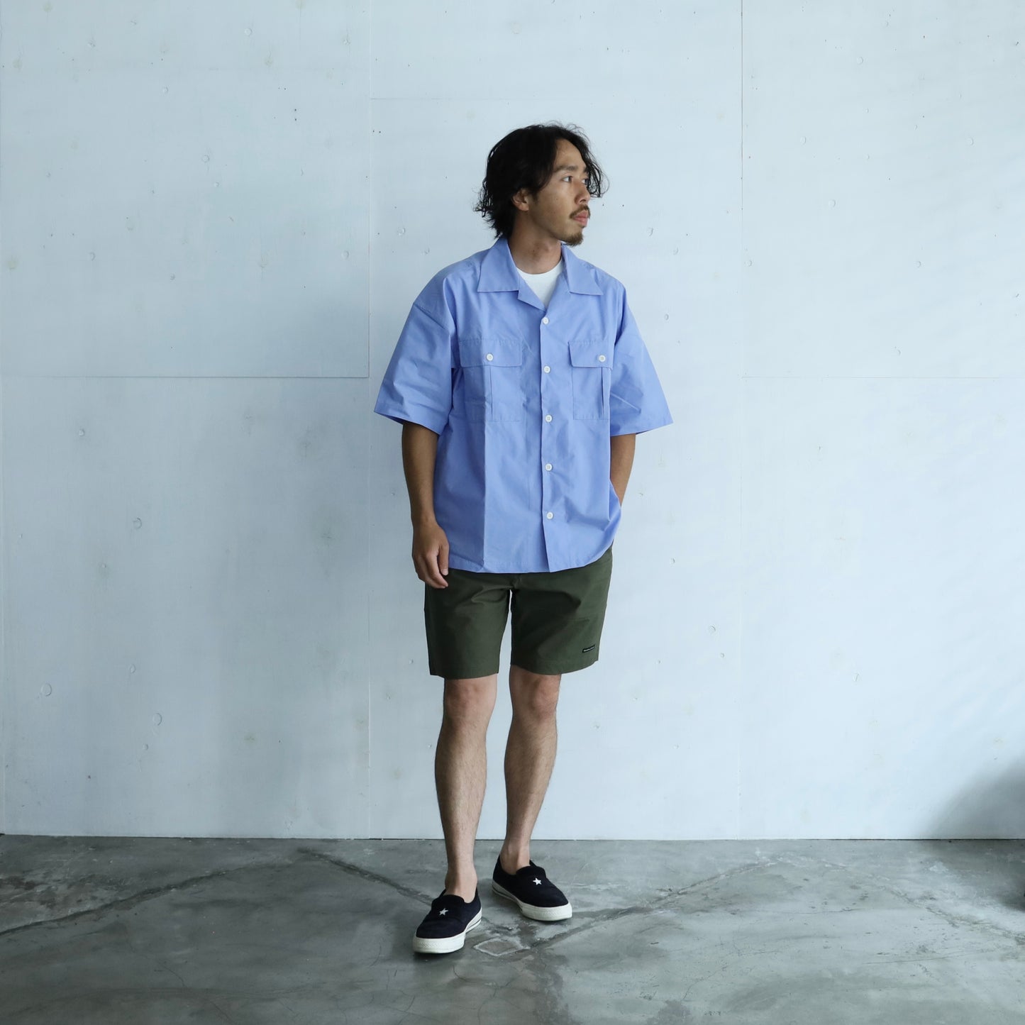 LOOSE SHIRTS S/S (COOL MAX) - BLUE