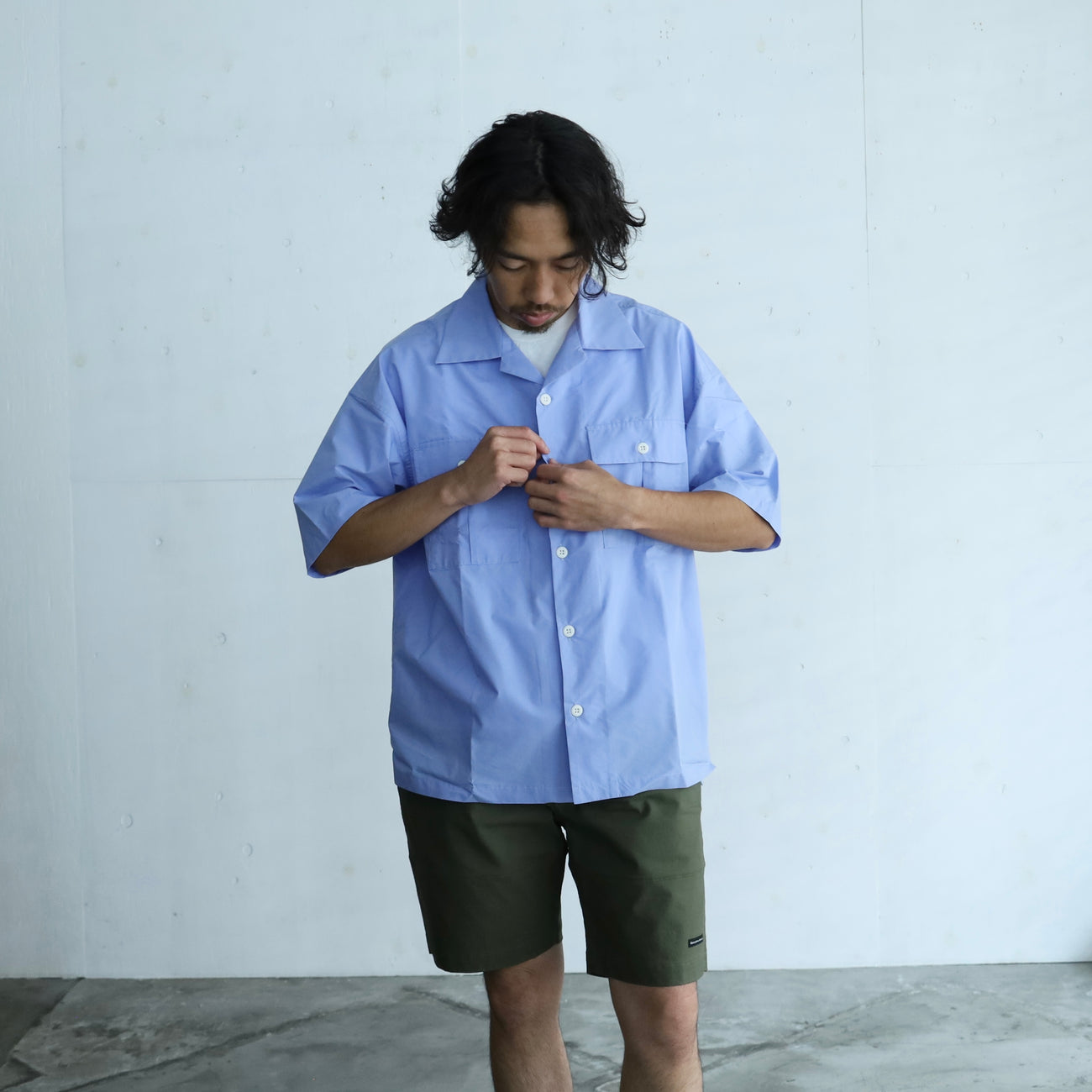 LOOSE SHIRTS S/S (COOL MAX) - BLUE