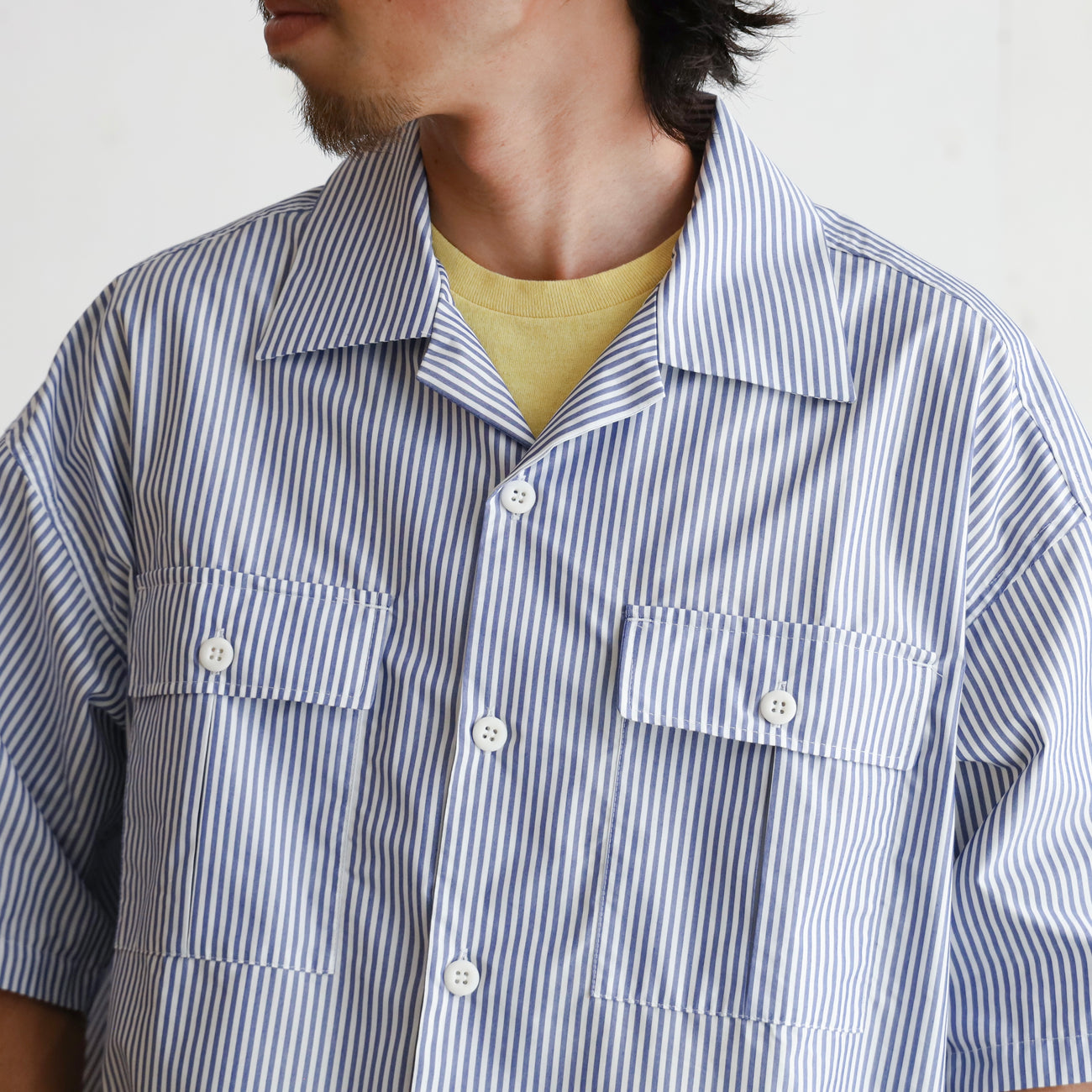 LOOSE SHIRTS S/S (COOL MAX) - BLUE STRIPE