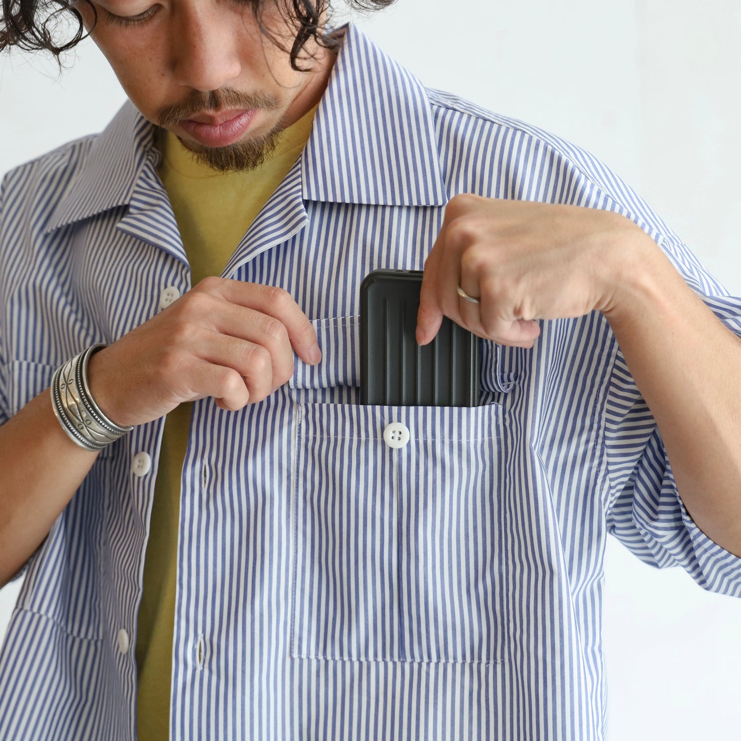 LOOSE SHIRTS S/S (COOL MAX) - BLUE STRIPE