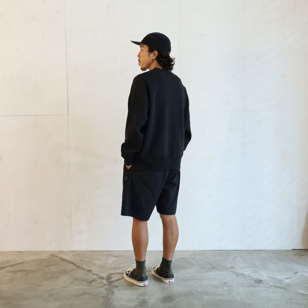 LOOSE SWEAT CREW W/PKT - BLACK × LEOPARD