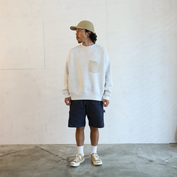 LOOSE SWEAT CREW W/PKT - ASH × NATURAL