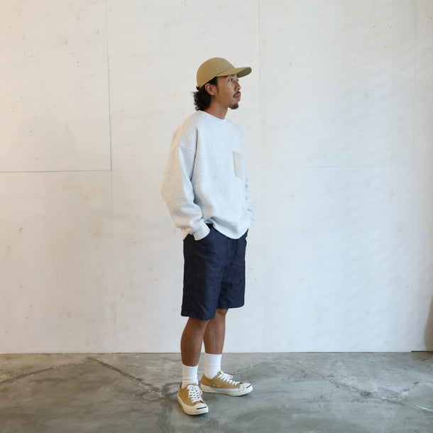 LOOSE SWEAT CREW W/PKT - ASH × NATURAL