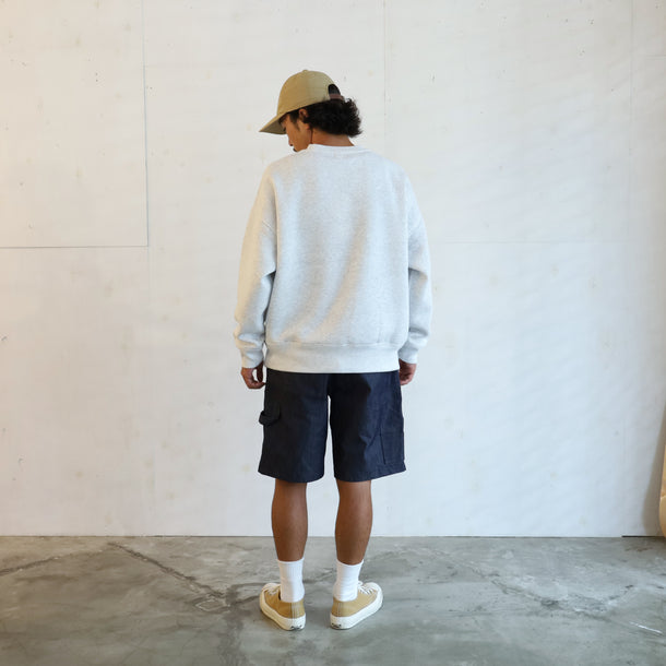 LOOSE SWEAT CREW W/PKT - ASH × NATURAL