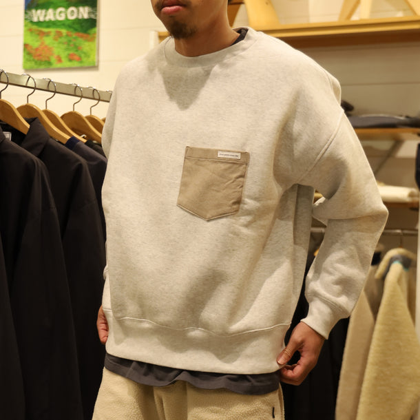 LOOSE SWEAT CREW W/PKT - ASH × GRAY