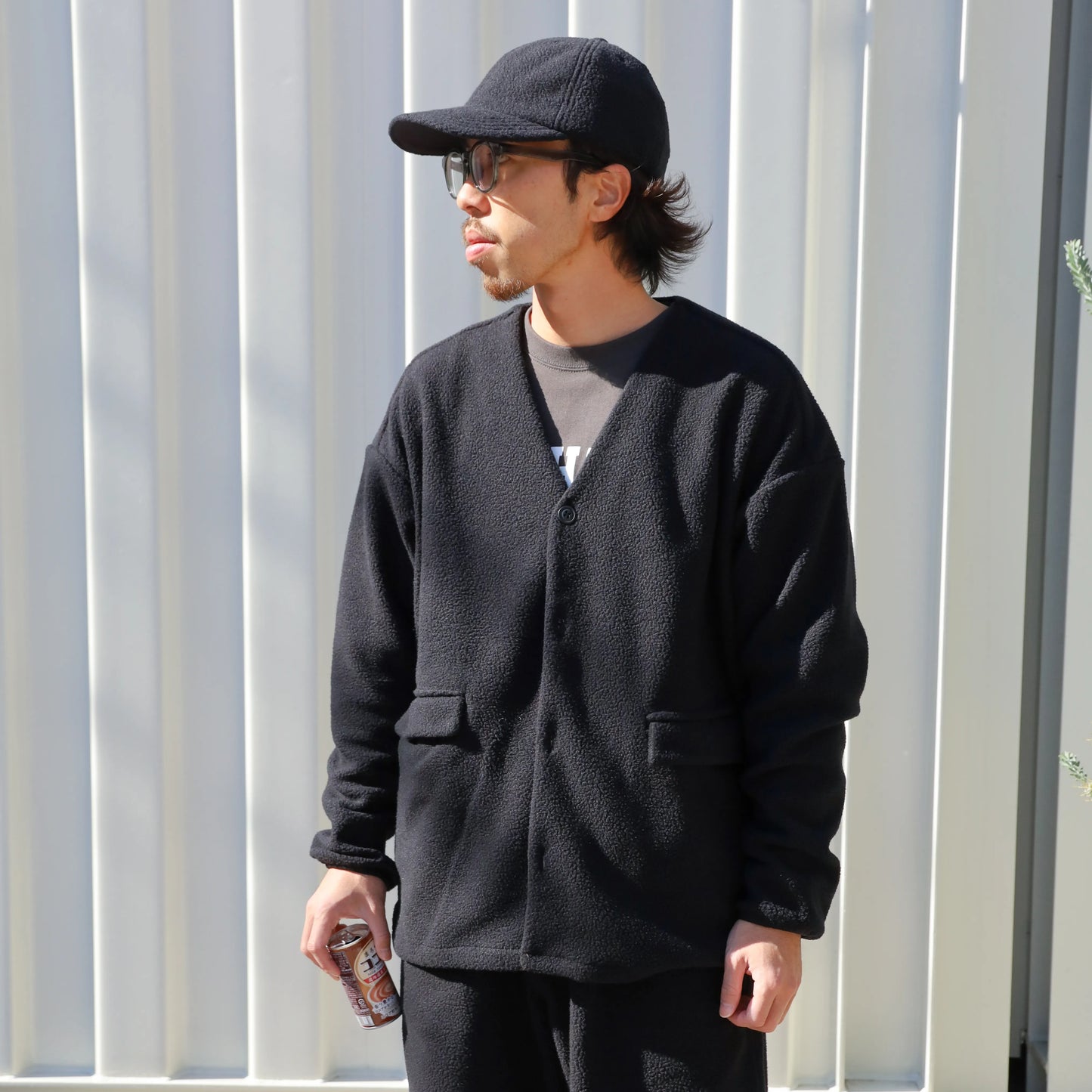 LOOSE CARDIGAN L/S W/PKT (THERMAL PRO) - BLACK