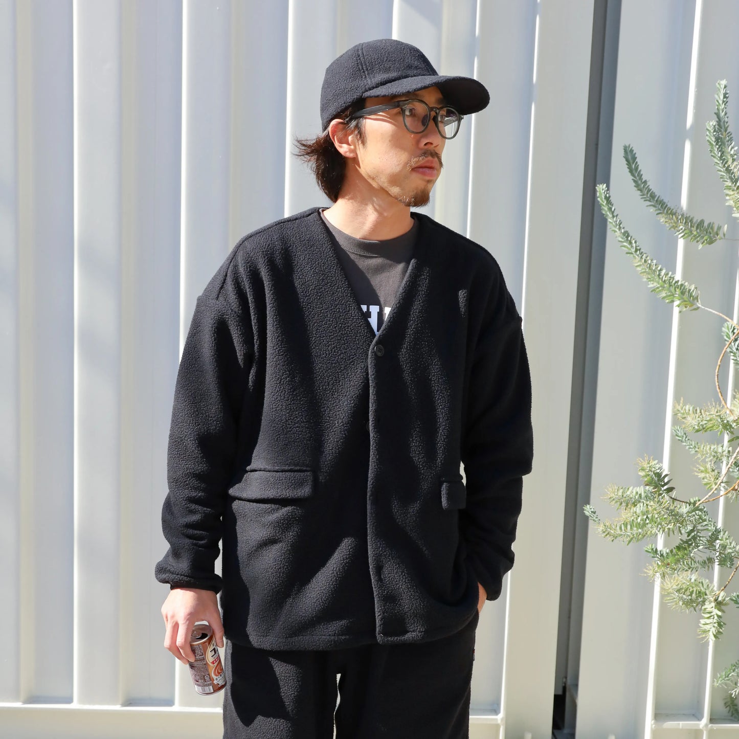 LOOSE CARDIGAN L/S W/PKT (THERMAL PRO) - BLACK