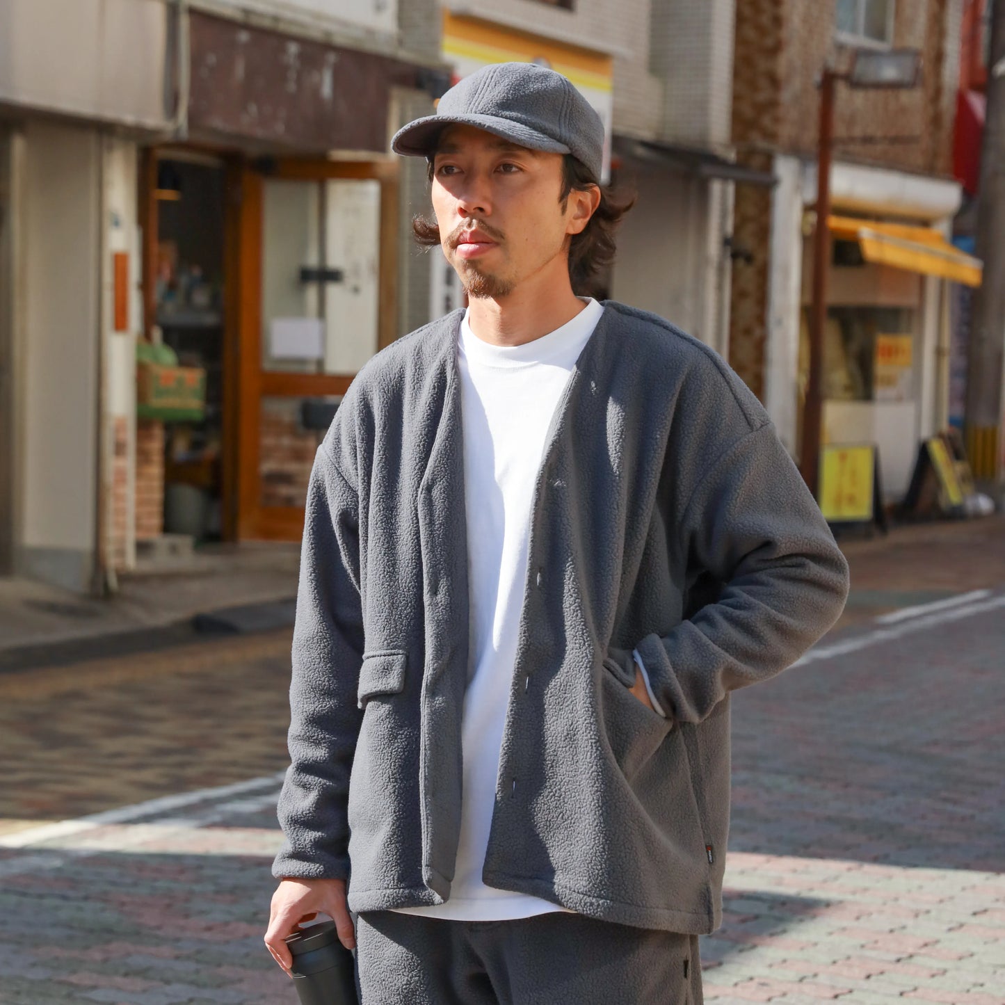 LOOSE CARDIGAN L/S W/PKT (THERMAL PRO) - CHARCOAL