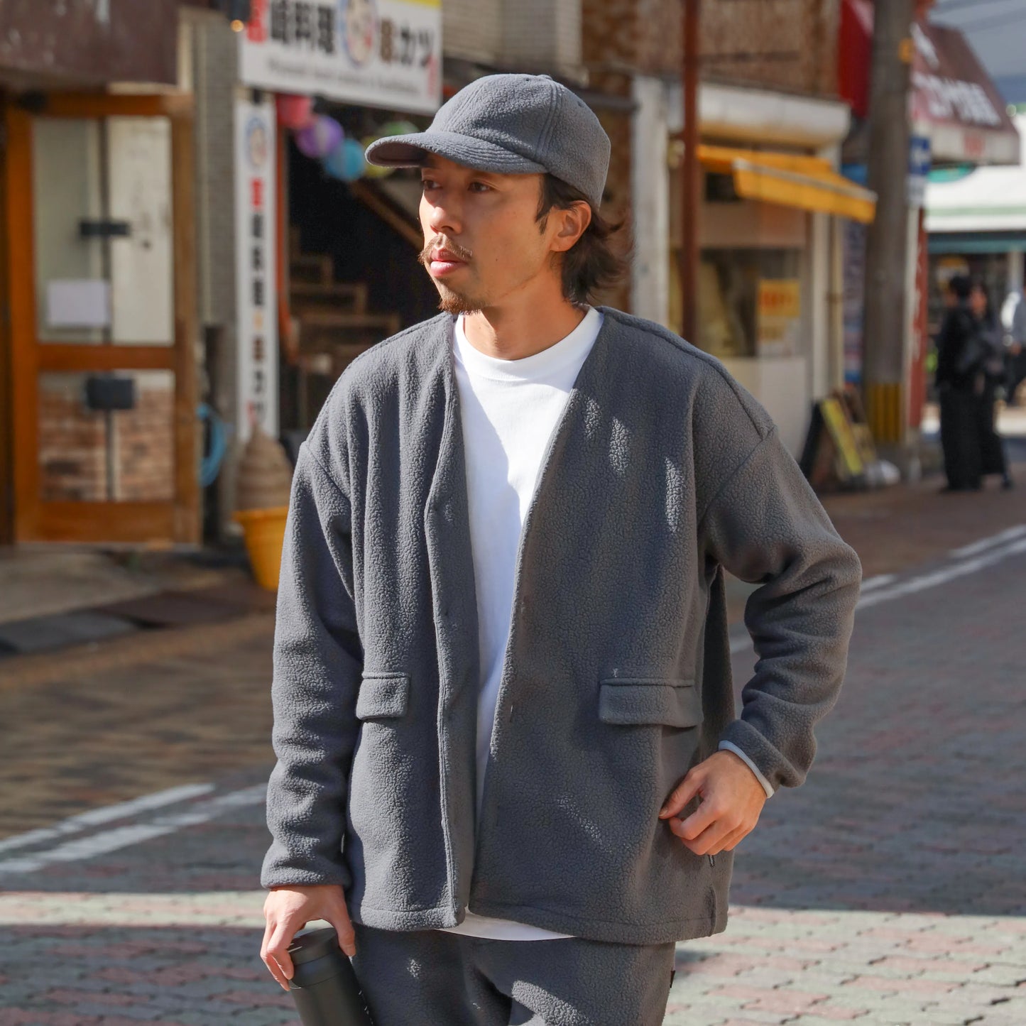 LOOSE CARDIGAN L/S W/PKT (THERMAL PRO) - CHARCOAL