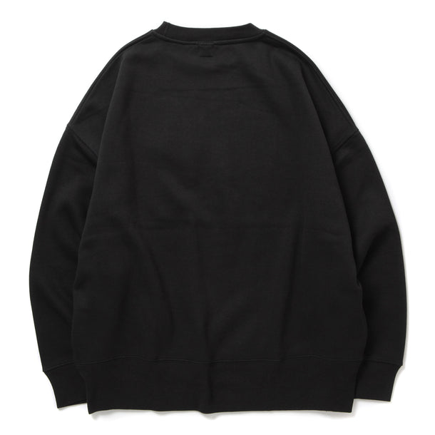 LOOSE SWEAT CREW W/PKT - BLACK × CHARCOAL