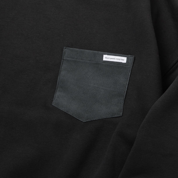 LOOSE SWEAT CREW W/PKT - BLACK × CHARCOAL