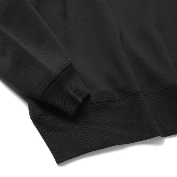 LOOSE SWEAT CREW W/PKT - BLACK × LEOPARD