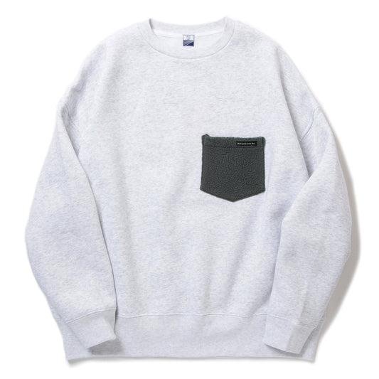 LOOSE SWEAT CREW W/PKT - ASH × CHARCOAL