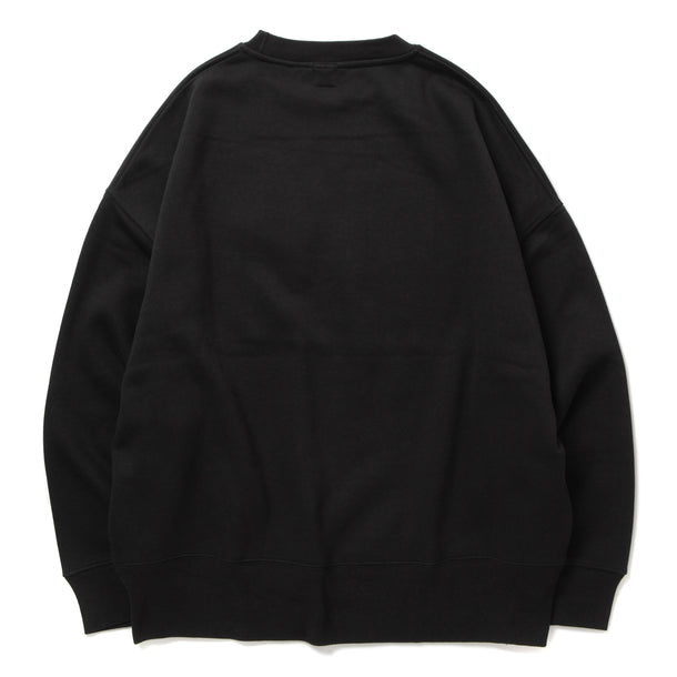 LOOSE SWEAT CREW W/PKT - BLACK × BLACK