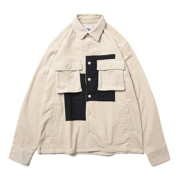 SD SHIRTS (CORDUROY×KURUME KASURI MIX) - BEIGE