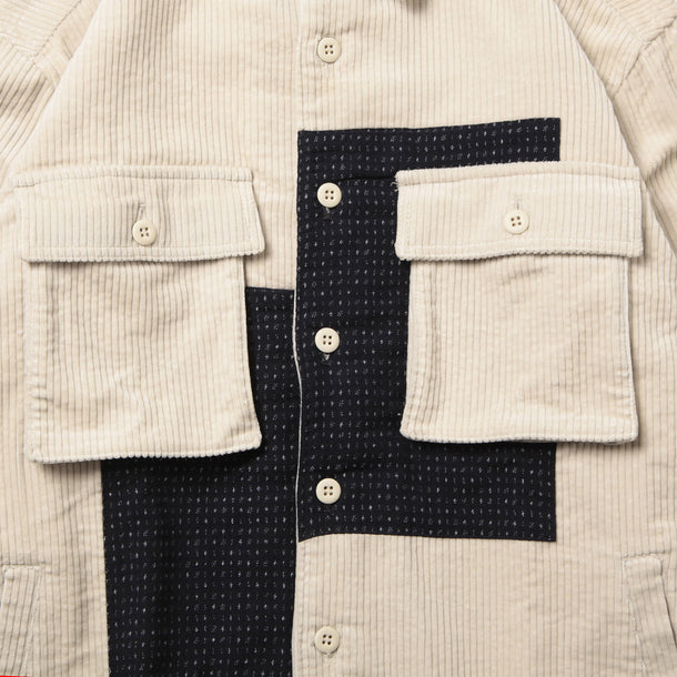 SD SHIRTS (CORDUROY×KURUME KASURI MIX) - BEIGE