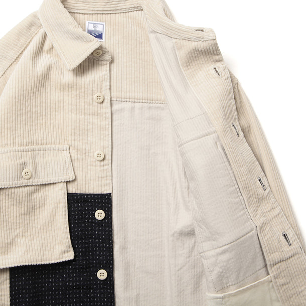 SD SHIRTS (CORDUROY×KURUME KASURI MIX) - BEIGE