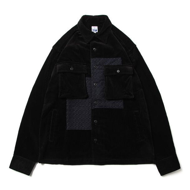 SD SHIRTS (CORDUROY×KURUME KASURI MIX) - BLACK