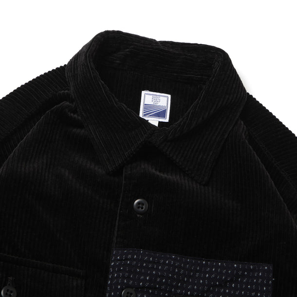 SD SHIRTS (CORDUROY×KURUME KASURI MIX) - BLACK