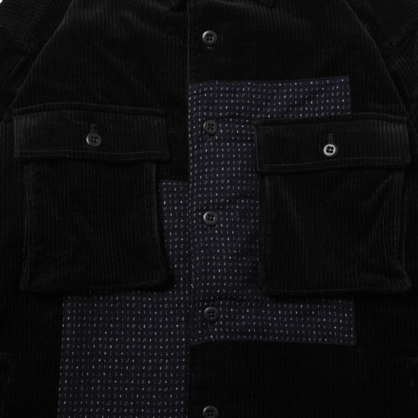 SD SHIRTS (CORDUROY×KURUME KASURI MIX) - BLACK