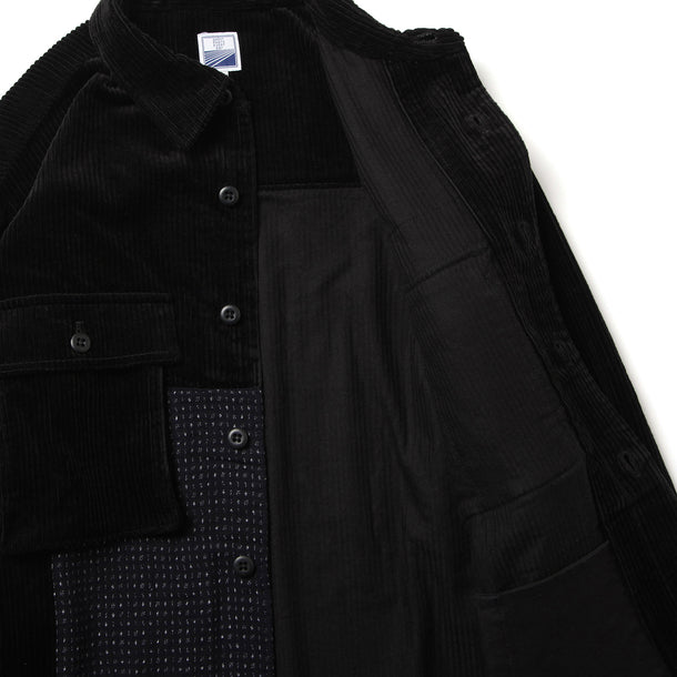 SD SHIRTS (CORDUROY×KURUME KASURI MIX) - BLACK