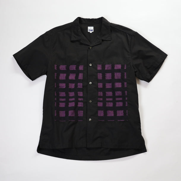 S/S 久留米絣 HANDS FREE SHIRTS BLACK×PURPLE