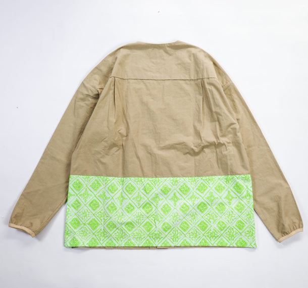 LOOSE CARDIGAN L/S YUKA BATIK BEIGE × GREEN