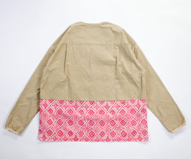 LOOSE CARDIGAN L/S YUKA BATIK BEIGE × PINK