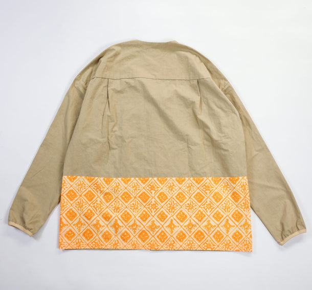 LOOSE CARDIGAN L/S YUKA BATIK BEIGE × ORANGE