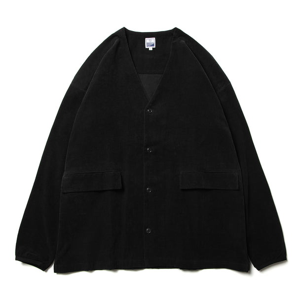 LOOSE CARDIGAN L/S W/PKT (CORDUROY) - BLACK